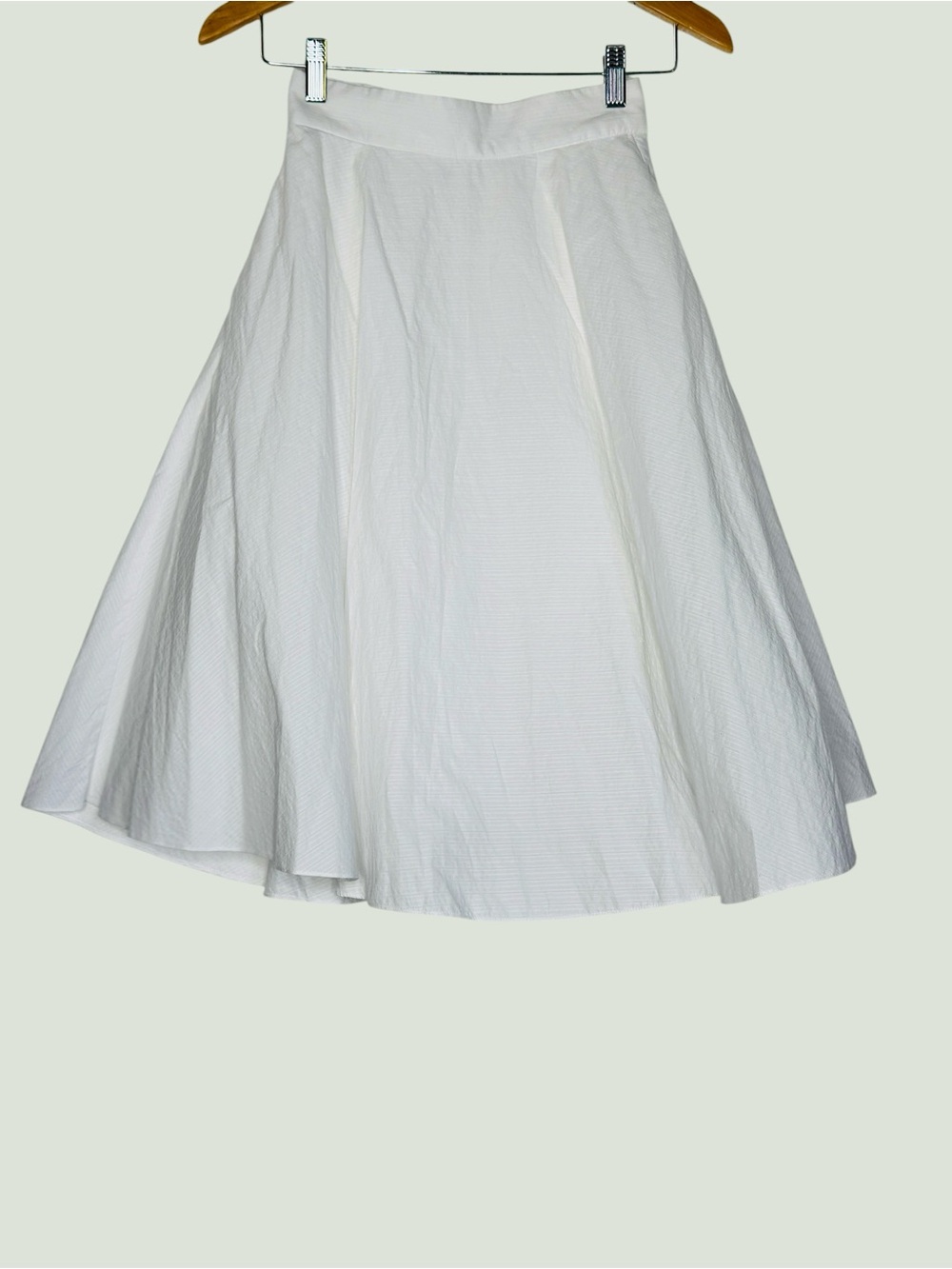 Uniqlo White Flowy Midi Skirt A-Line Swing Skirt Minimalist Summer Skirt Size XS - Picture 3 of 11